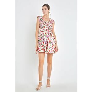 Flower Ruffled Mini Dress - Size XL